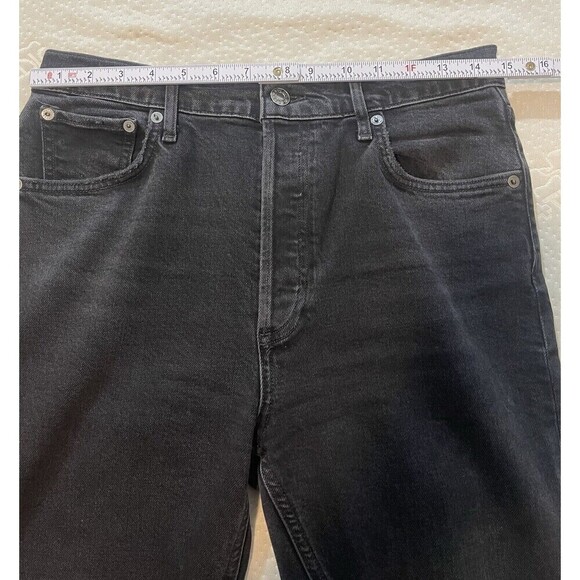 Agolde Riley High Rise Straight Crop Jeans Womens Size 28 Button Fly Black Denim - Picture 8 of 9